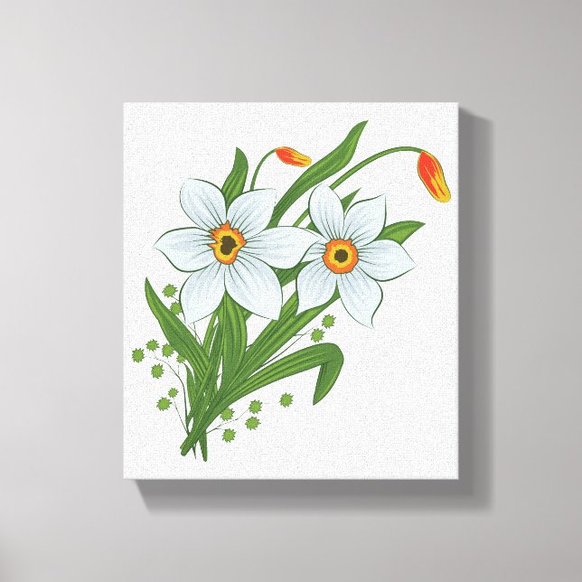 Impressão Em Tela Tulipas e Flores de Narcisos (Frente)