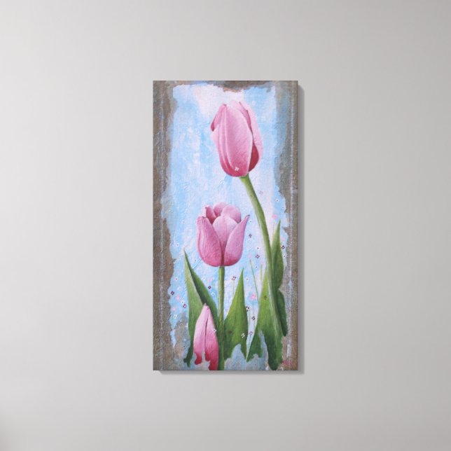 Impressão Em Tela Tulipas Rosa  (Frente)