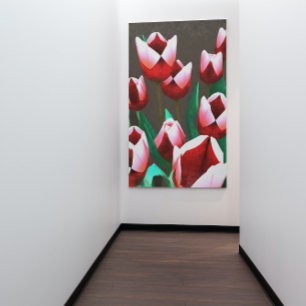 Impressão Em Tela Tulipas Vermelhos Abstrato