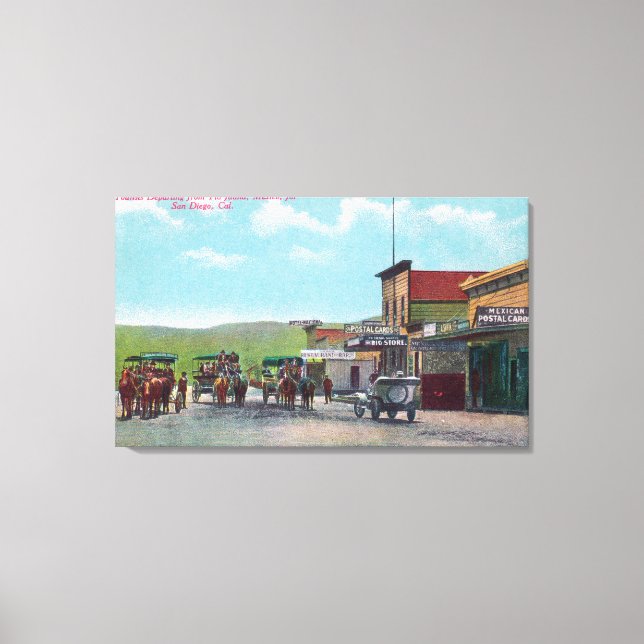 Impressão Em Tela Turistas se separando da cena de Tijuana (Frente)