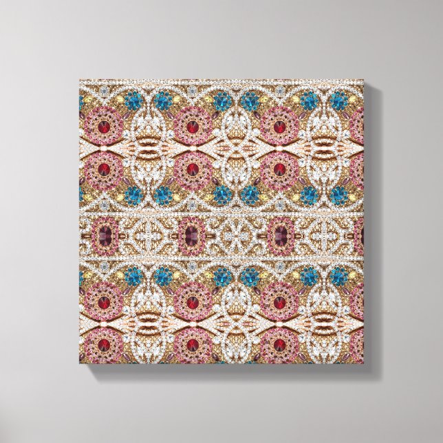 Impressão Em Tela turquesa azul-prata-ouro-burguês-rosa-burguês (Frente)