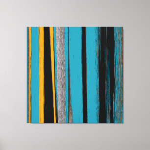 Impressão Em Tela Turquesa E Negra - Abstrato