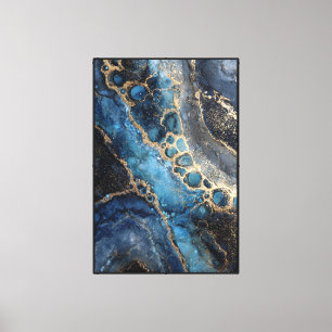 Impressão Em Tela Turquesa Geodo de Ouro – Abstrato Inspirado em Cri