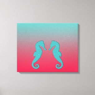 Impressão Em Tela Turquoise aqua silhouettes Náutica