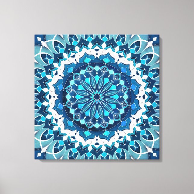 Impressão Em Tela Turquoise Blue Mandala (Frente)