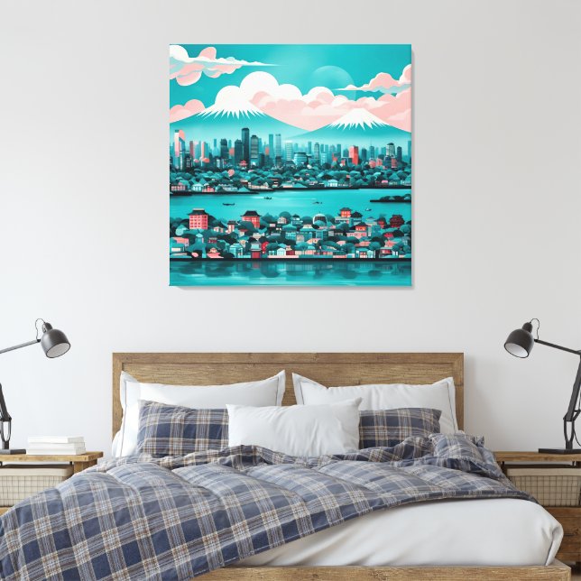 Impressão Em Tela Turquoise City AI (Insitu(Quarto))