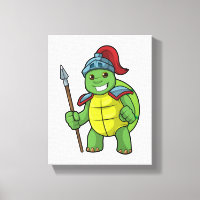 Turtle como guerreiro com Spear e Helmet