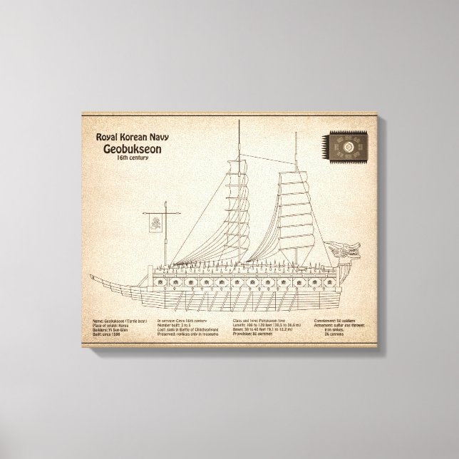 Impressão Em Tela Turtle Ship Geobukseon - Ship Blueprint SD (Frente)