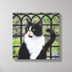 Impressão Em Tela Tuxedo Cat em Pintura de Janela Arte Animal Origin