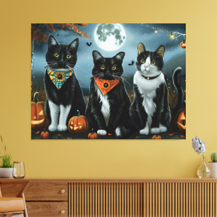 Impressão Em Tela Tuxedo Cat Halloween Spooky