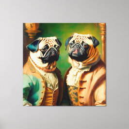 Impressão Em Tela Two Funny Anthropomorphic Vintage Pug