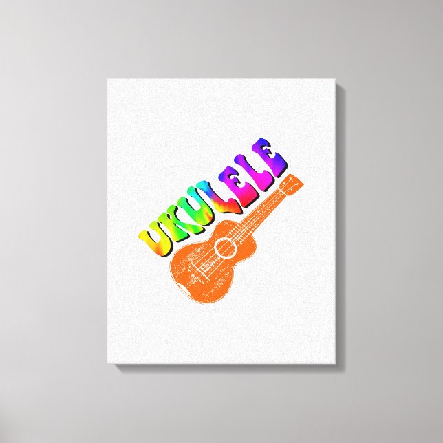 Impressão Em Tela Ukulele Tie Dye Groovy Art (Frente)