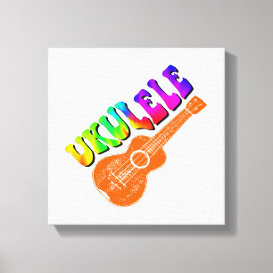 Impressão Em Tela Ukulele Tie Dye Groovy Art