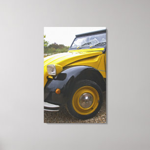 Impressão Em Tela Um antigo CV Citroen 2CV preto e amarelo,