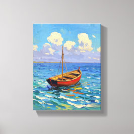 Impressão Em Tela Um barco incrível na praia de onda Van Gogh Art
