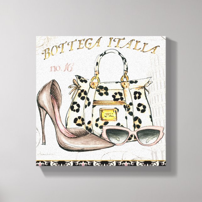 Impressão Em Tela Um Calçado, um saco e um par de óculos (Frente)