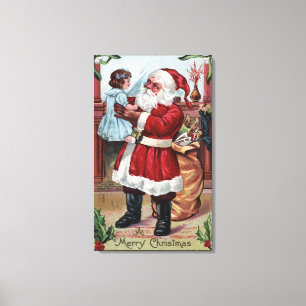Impressão Em Tela Um ChristmasSanta alegre que guardara a menina no