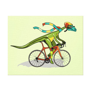 Impressão Em Tela Um Dinossauro Anabisetia Andando De Bicicleta.