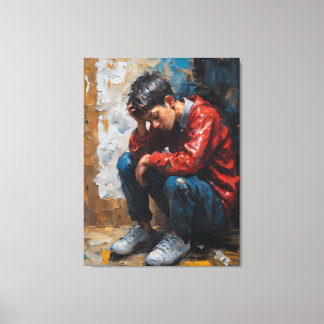 Impressão Em Tela Um garoto deprimido se senta