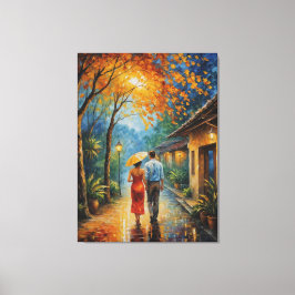 Impressão Em Tela um homem e uma mulher caminhando pela calçada