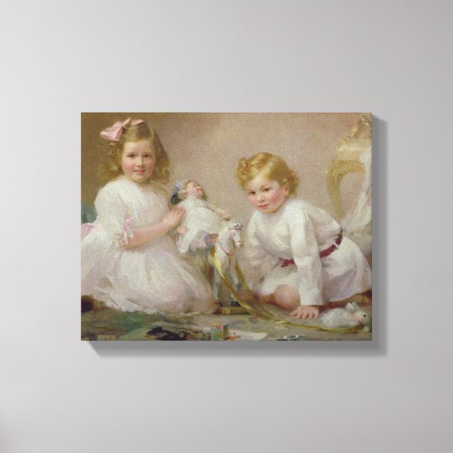 Impressão Em Tela Um Irmão e Irmã Brincando, 1915 (Frente)