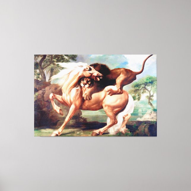 Impressão Em Tela Um Leão Atacando Uma Pintura De Cavalo-17620 (Frente)