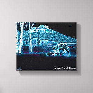 Impressão Em Tela Um Lobo Na Neve
