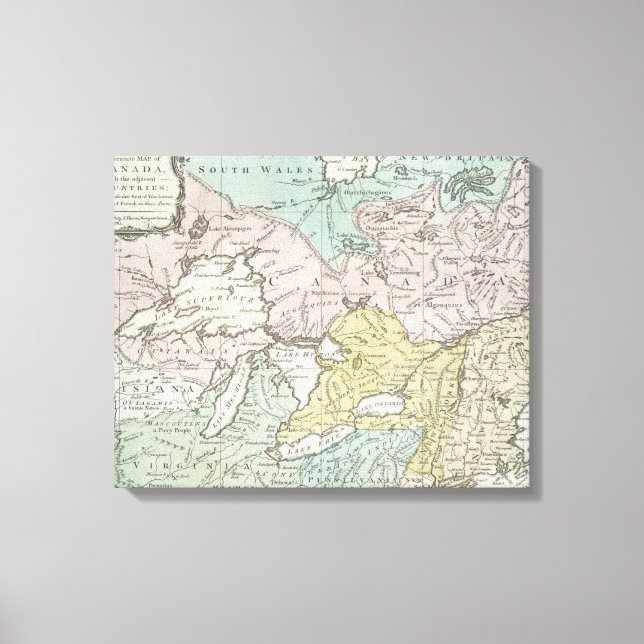 Impressão Em Tela Um mapa preciso do Canadá, 1761 (Frente)