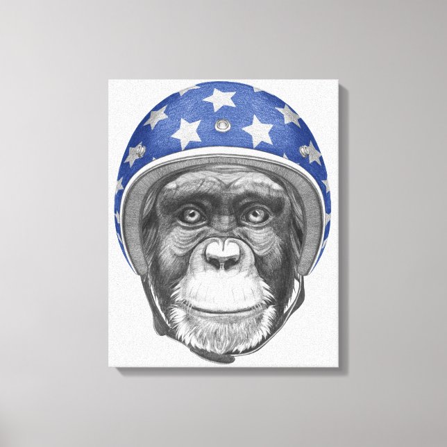 Impressão Em Tela Um motociclista Chimpanzé (Frente)