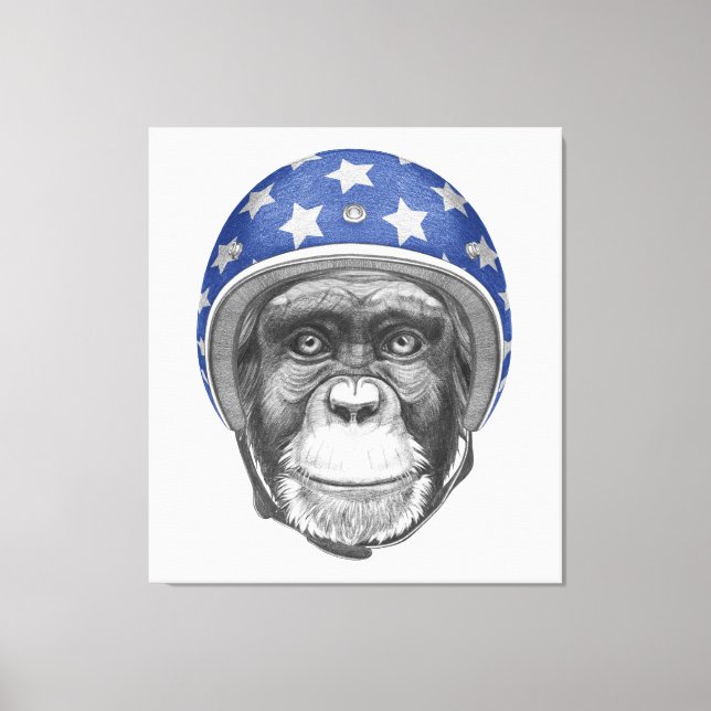 Impressão Em Tela Um motociclista Chimpanzé (Frente)
