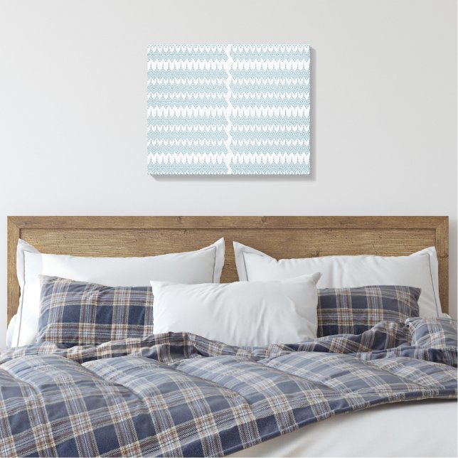 Impressão Em Tela um padrão azul e branco com fundo branco (Insitu(Quarto))