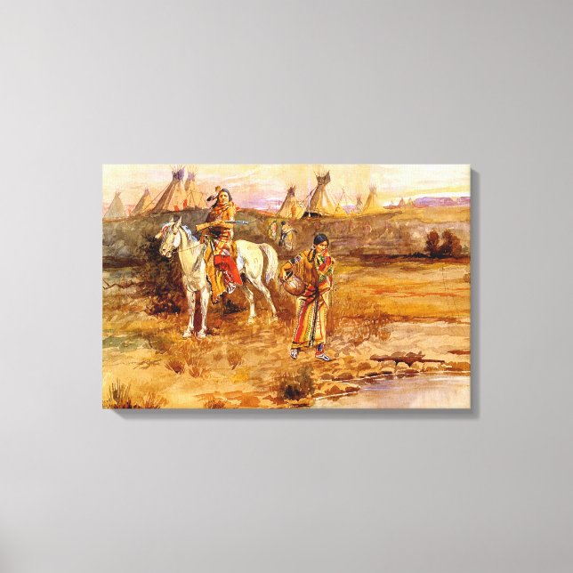 Impressão Em Tela Um Piegan Flirtation de Charles M. Russell (Frente)