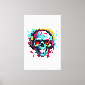 Impressão Em Tela Um Sinal de Acrílico DJ POP ART SKULL