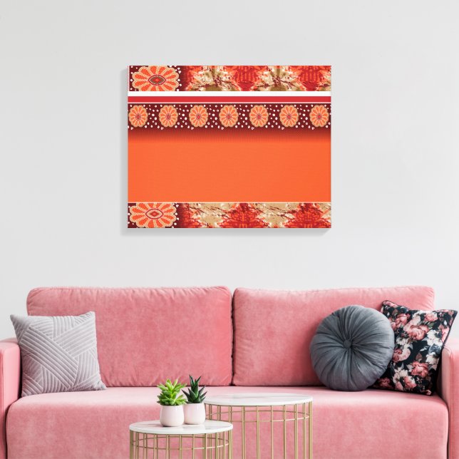 Impressão Em Tela Um tecido com padrão laranja e marrom apresentando (Insitu(Sala de estar))