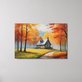 Impressão Em Tela uma casa na pintura do bosque