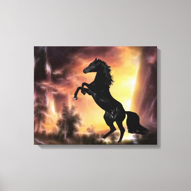 Impressão Em Tela Uma criação de cavalos frisesianos (Frente)
