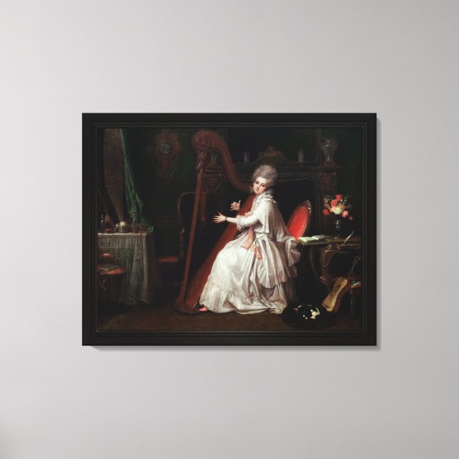 Impressão Em Tela Uma dama brincando na Harpa de Richard Cosway (Frente)