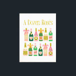 Impressão Em Tela Uma dúzia de garrafas de champanhe cor-de-rosa ros<br><div class="desc">Uma Dúzia de Garrafas de Champanhe Rosa Rosés | Pop Fizz Clink | Pop da borracha | Decoração do carrinho de Bar | Arte Estética Feminina Rosa</div>