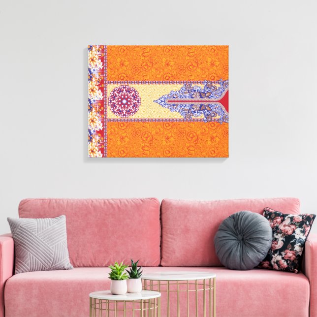 Impressão Em Tela Uma estrutura intrincada de padrão de cor laranja  (Insitu(Sala de estar))