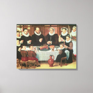 Impressão Em Tela Uma família que diz a benevolência antes da
