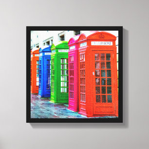 Impressão Em Tela Uma Fileira de Caixas de Telefone com Cor Brilhant