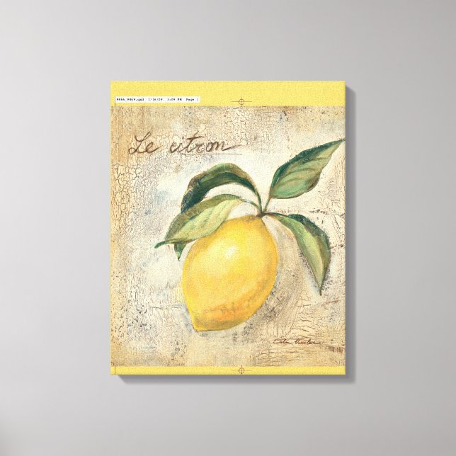Impressão Em Tela Uma Fruta de limão amarela (Frente)