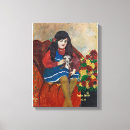 Impressão Em Tela uma garota com seu cachorro