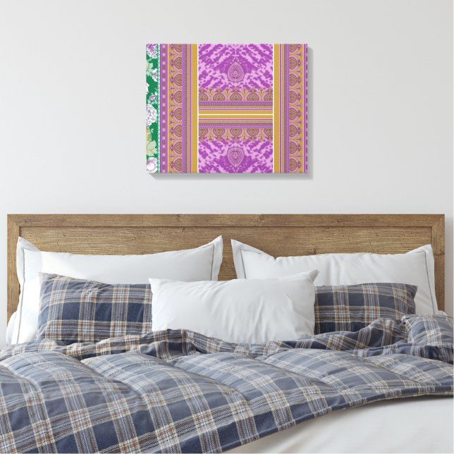 Impressão Em Tela Uma imagem roxa e dourada, elegante (Insitu(Quarto))