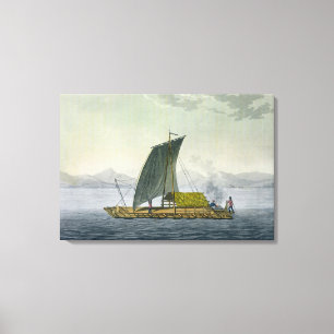 Impressão Em Tela Uma jangada que sae do porto de Guayaquil,