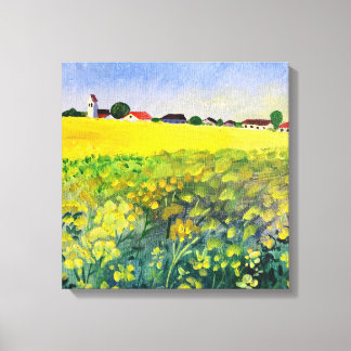 Impressão Em Tela Uma paisagem com um campo em flor.arte contemporân