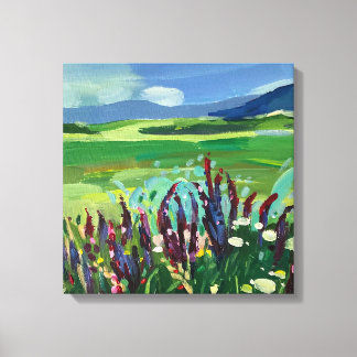Impressão Em Tela Uma paisagem com um campo em flor.arte contemporân