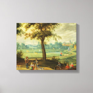 Impressão Em Tela Uma paisagem da vila por um rio