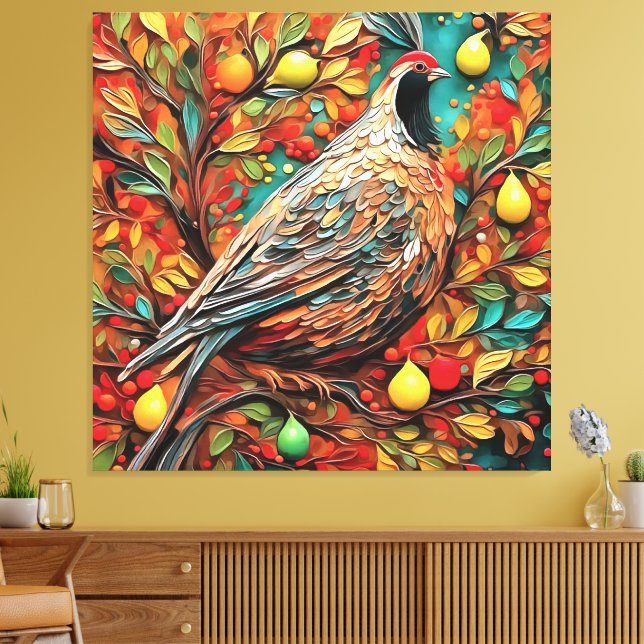 Impressão Em Tela Uma Perdiz Num Pé de Pereira (Insitu(Sala de estar))