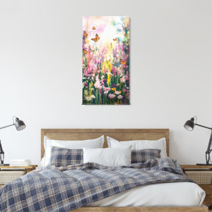 Impressão Em Tela Uma pintura a aquarela que retrata o Campo de Flor